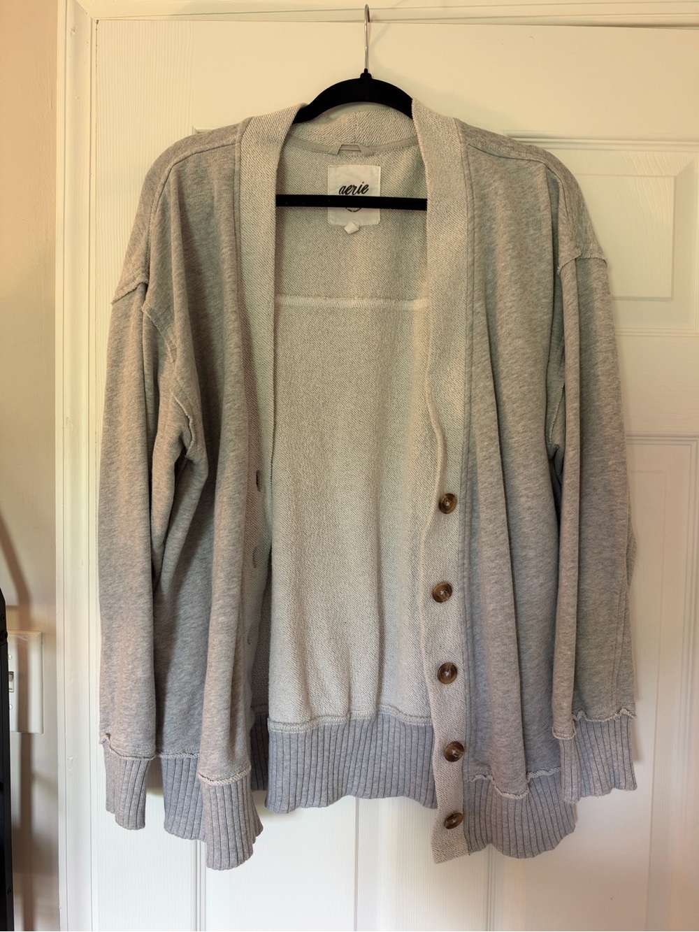 aerie Heather Gray Button Cardigan Sweater